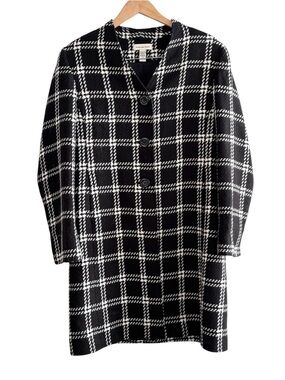 Amanda Smith Plaid Windowpane Longline Soft Jacket